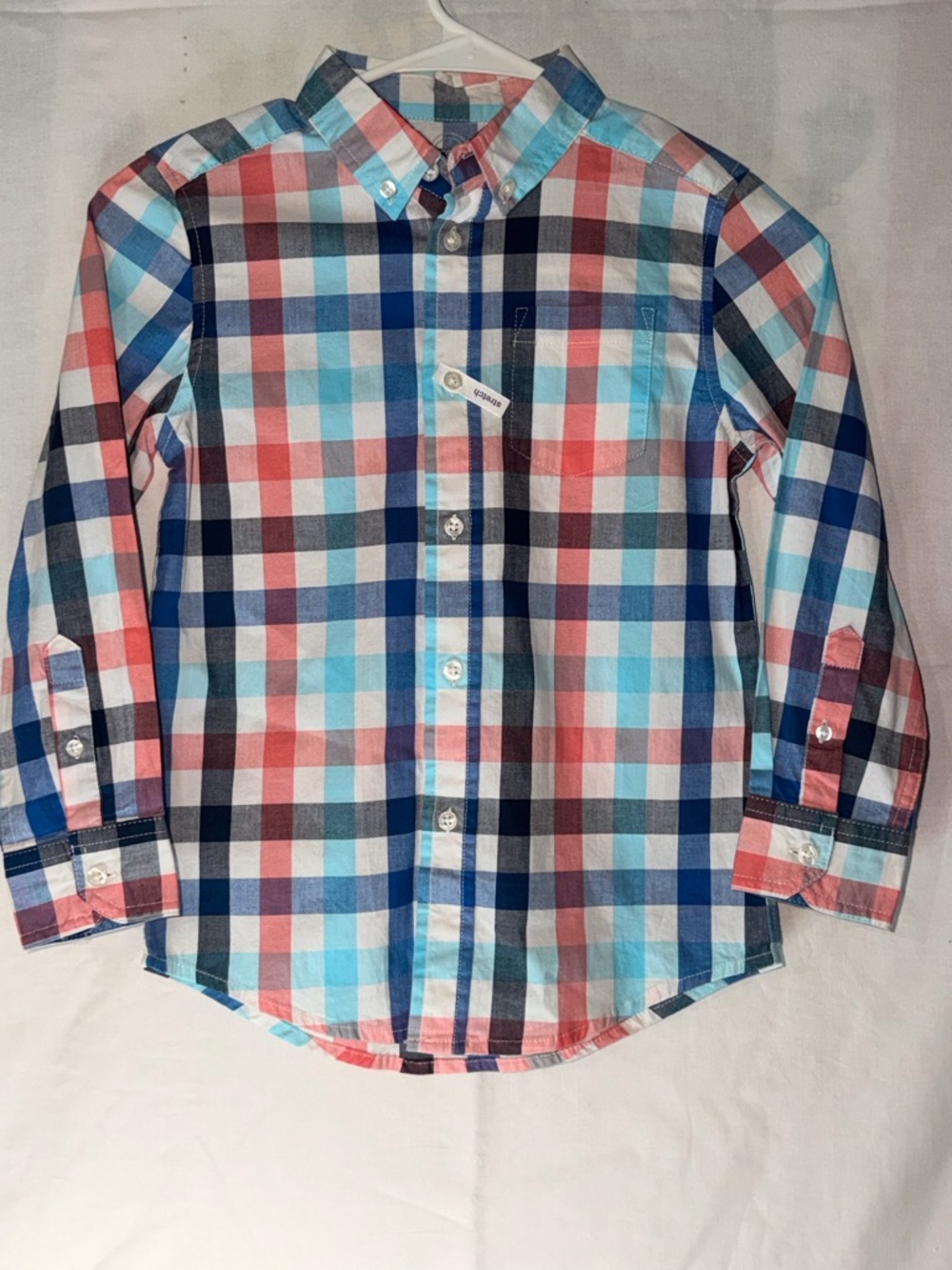 wonder nation Blue Navy Coral Plaid Shirt